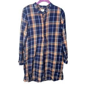 Mo : Vint Shirt Dress Women's Sz Small Plaid Soft Southwestern 100% Cotton Cozy